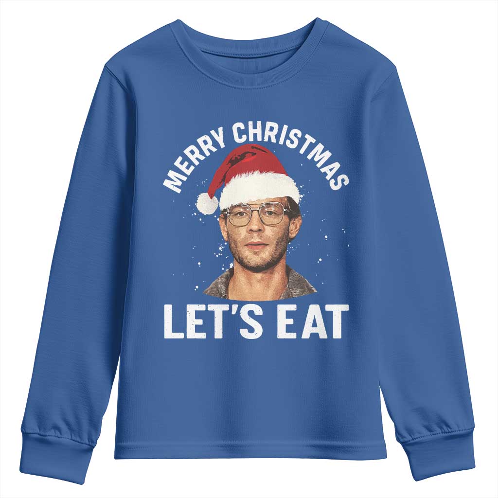 True Crime Ugly Christmas Youth Sweatshirt Funny Jeffrey Dahmer Merry Xmas Lets Eat - Wonder Print Shop