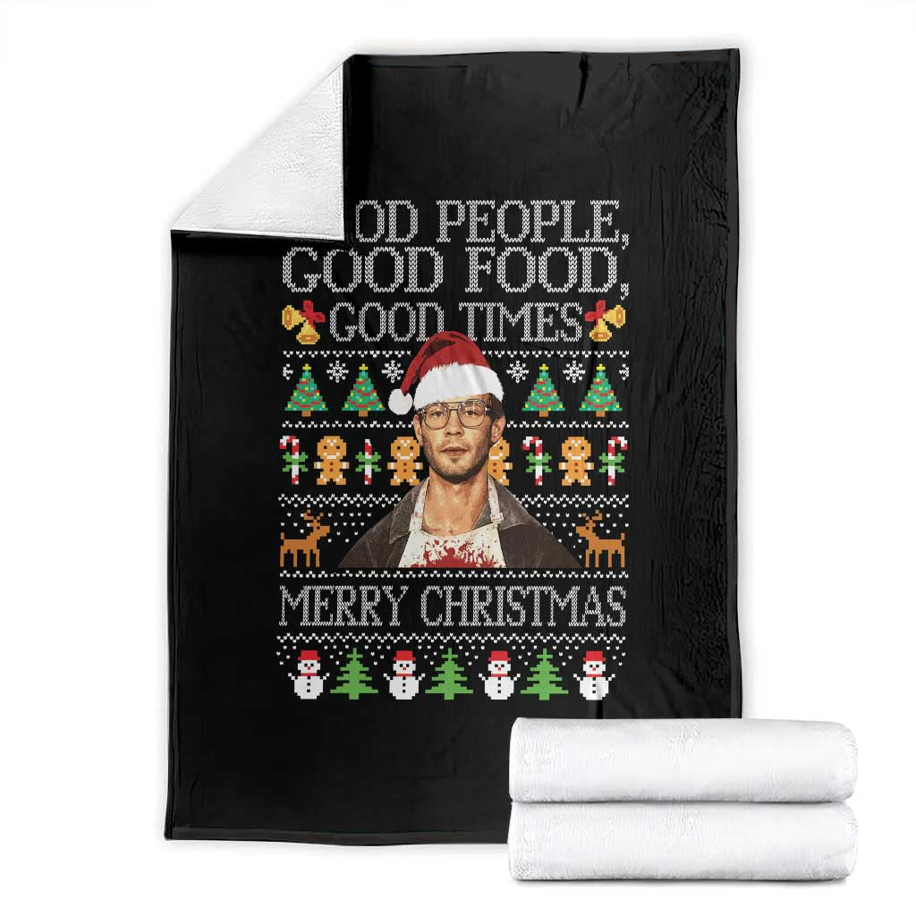 True Crime Ugly Christmas Throw Blanket Funny Jeffrey Dahmer Good Food Sick Humor - Wonder Print Shop