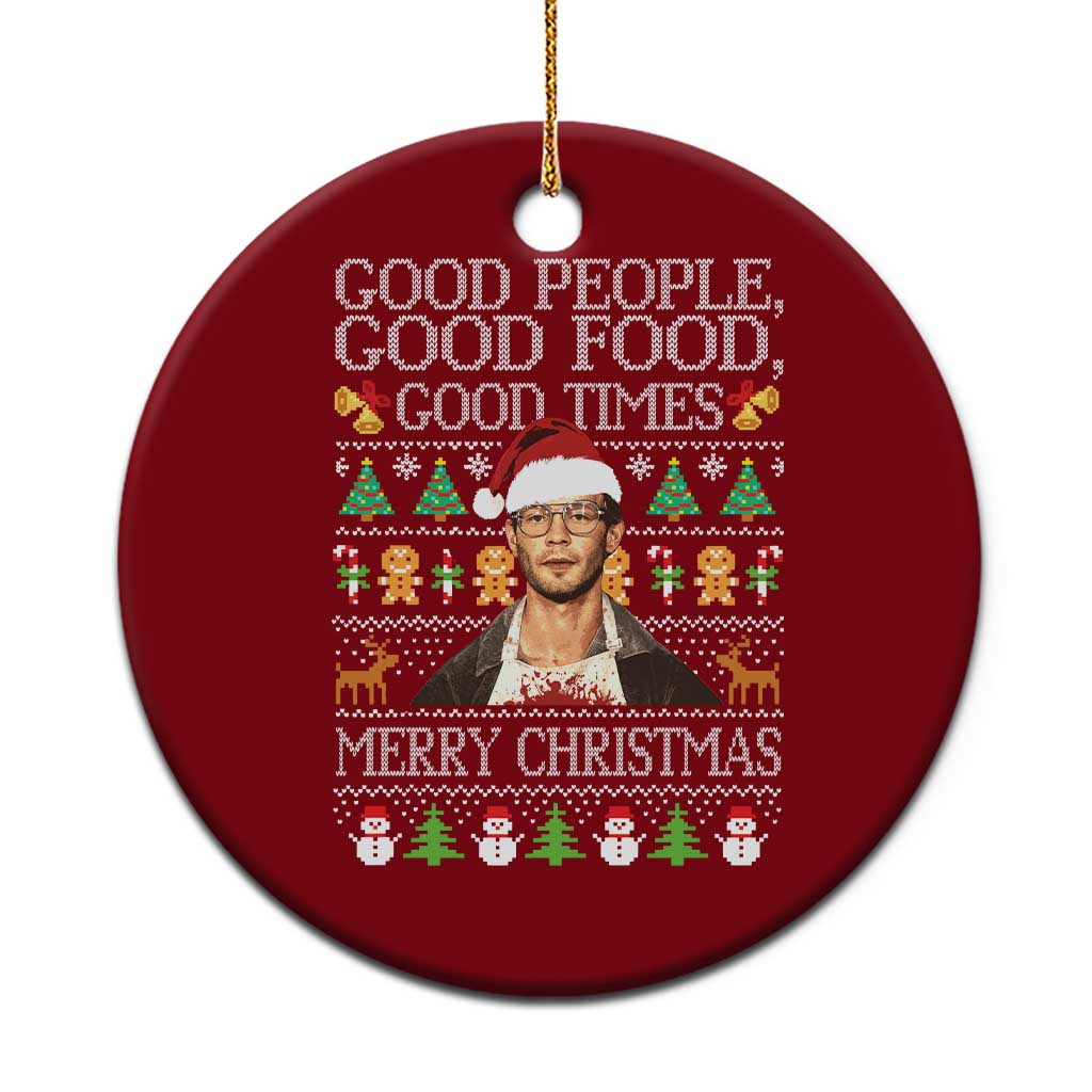 True Crime Ugly Christmas Ceramic Ornament Funny Jeffrey Dahmer Good Food Sick Humor - Wonder Print Shop