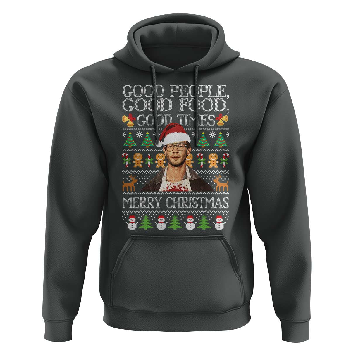 True Crime Ugly Christmas Hoodie Funny Jeffrey Dahmer Good Food Sick Humor - Wonder Print Shop