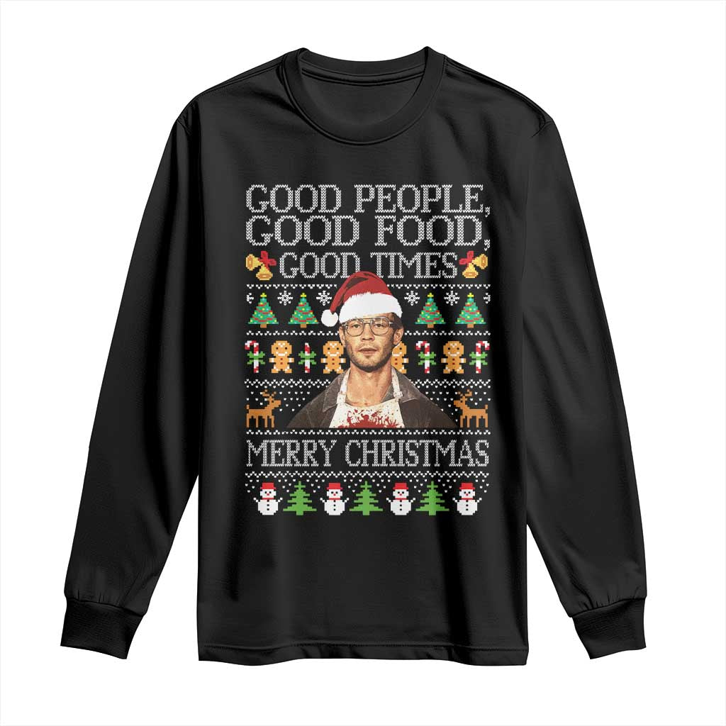 True Crime Ugly Christmas Long Sleeve Shirt Funny Jeffrey Dahmer Good Food Sick Humor - Wonder Print Shop