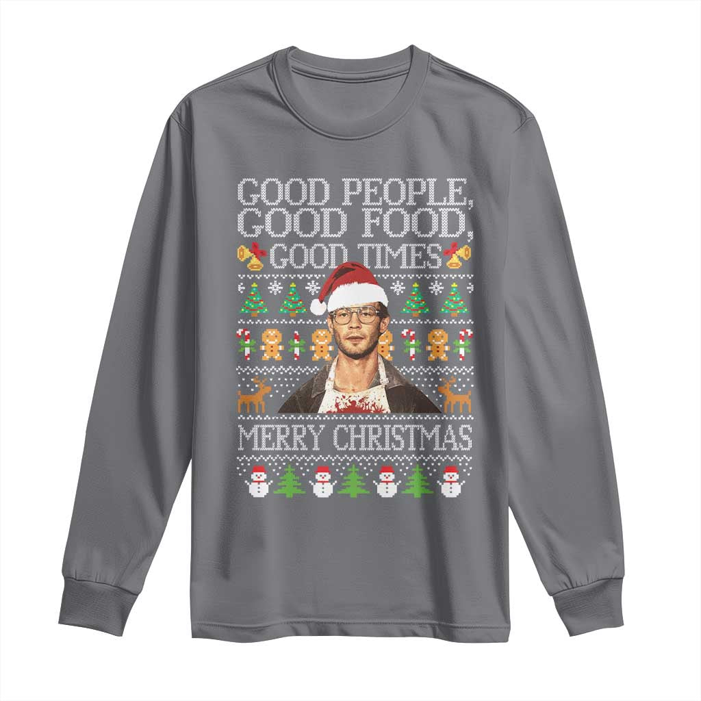 True Crime Ugly Christmas Long Sleeve Shirt Funny Jeffrey Dahmer Good Food Sick Humor - Wonder Print Shop