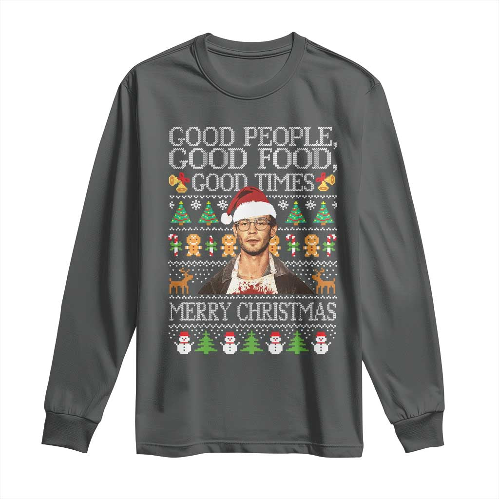 True Crime Ugly Christmas Long Sleeve Shirt Funny Jeffrey Dahmer Good Food Sick Humor - Wonder Print Shop