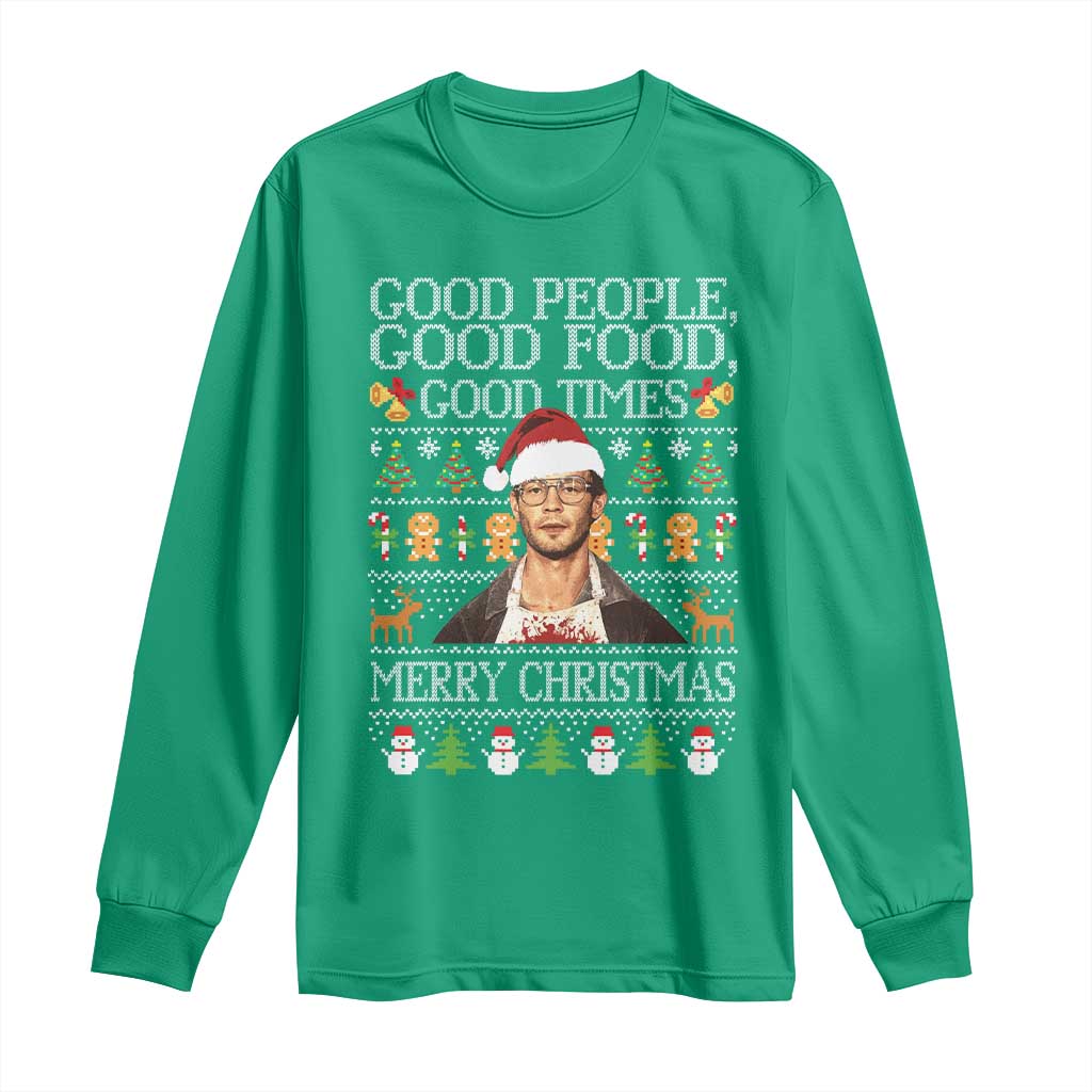 True Crime Ugly Christmas Long Sleeve Shirt Funny Jeffrey Dahmer Good Food Sick Humor - Wonder Print Shop