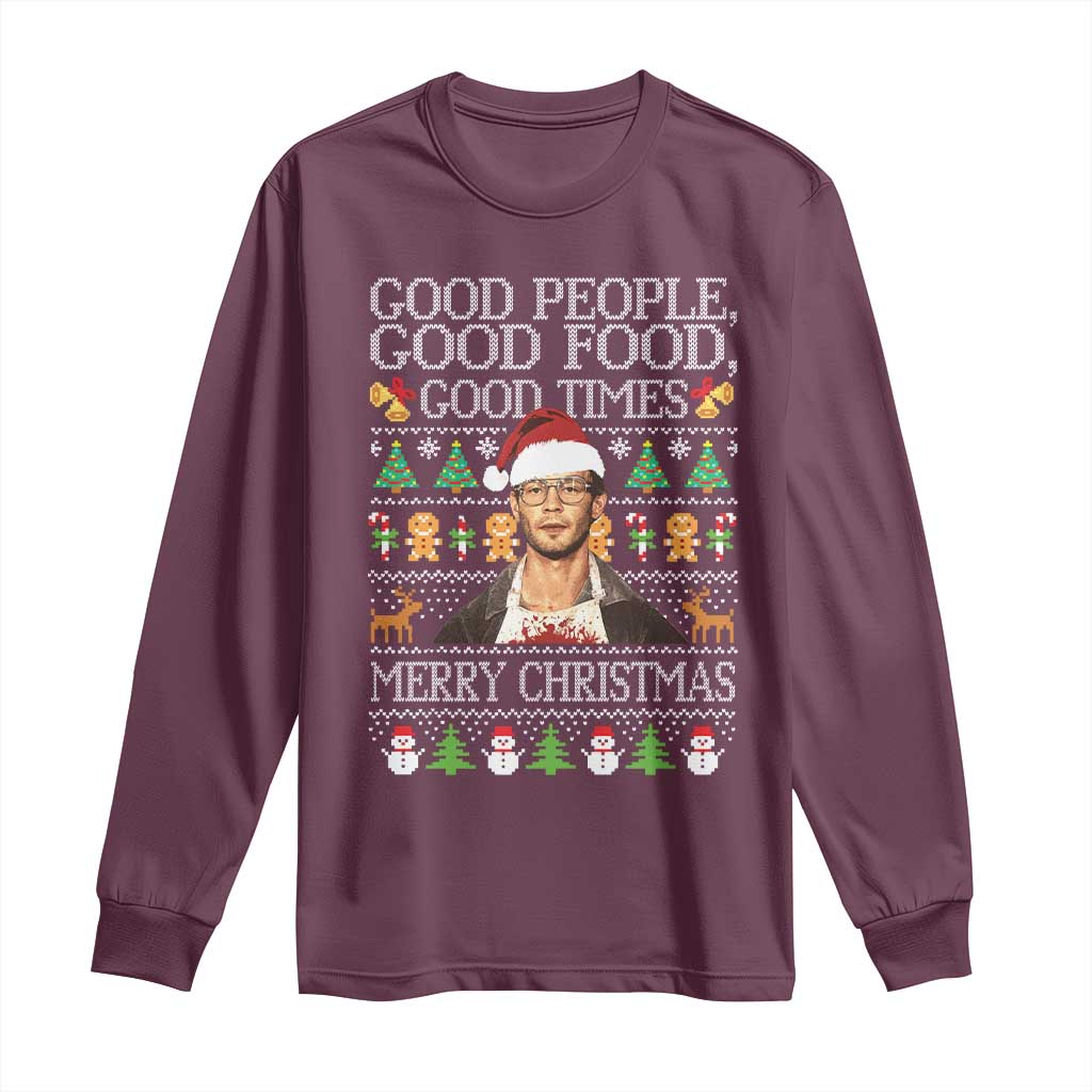 True Crime Ugly Christmas Long Sleeve Shirt Funny Jeffrey Dahmer Good Food Sick Humor - Wonder Print Shop