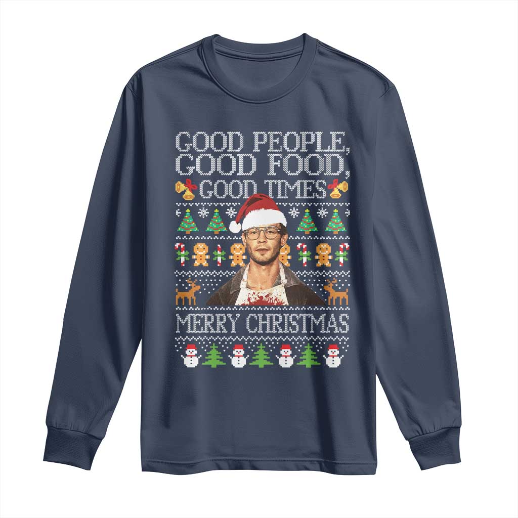 True Crime Ugly Christmas Long Sleeve Shirt Funny Jeffrey Dahmer Good Food Sick Humor - Wonder Print Shop