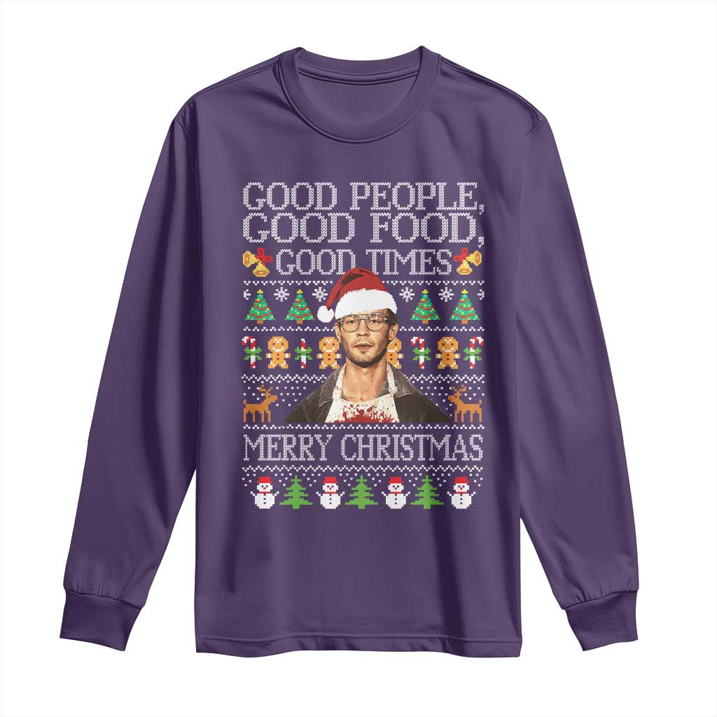 True Crime Ugly Christmas Long Sleeve Shirt Funny Jeffrey Dahmer Good Food Sick Humor - Wonder Print Shop