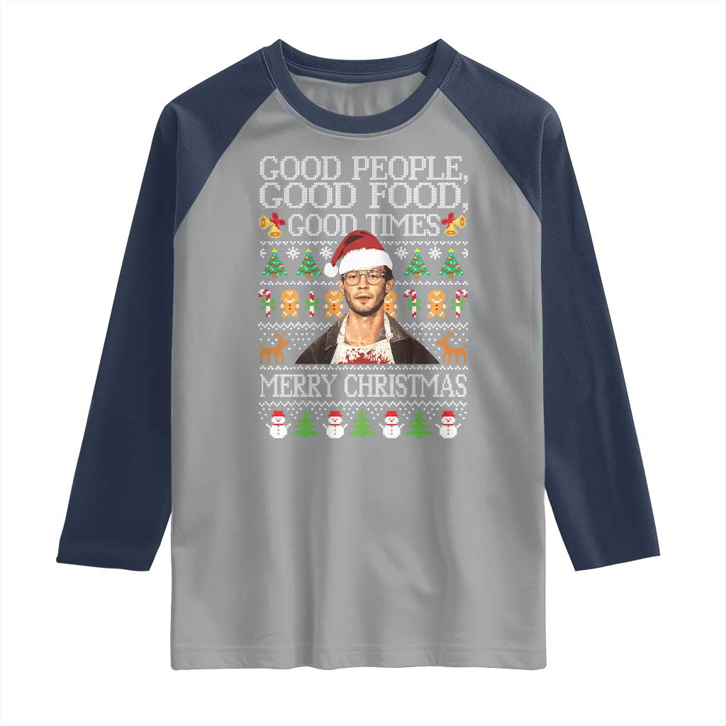 True Crime Ugly Christmas Raglan Shirt Funny Jeffrey Dahmer Good Food Sick Humor - Wonder Print Shop