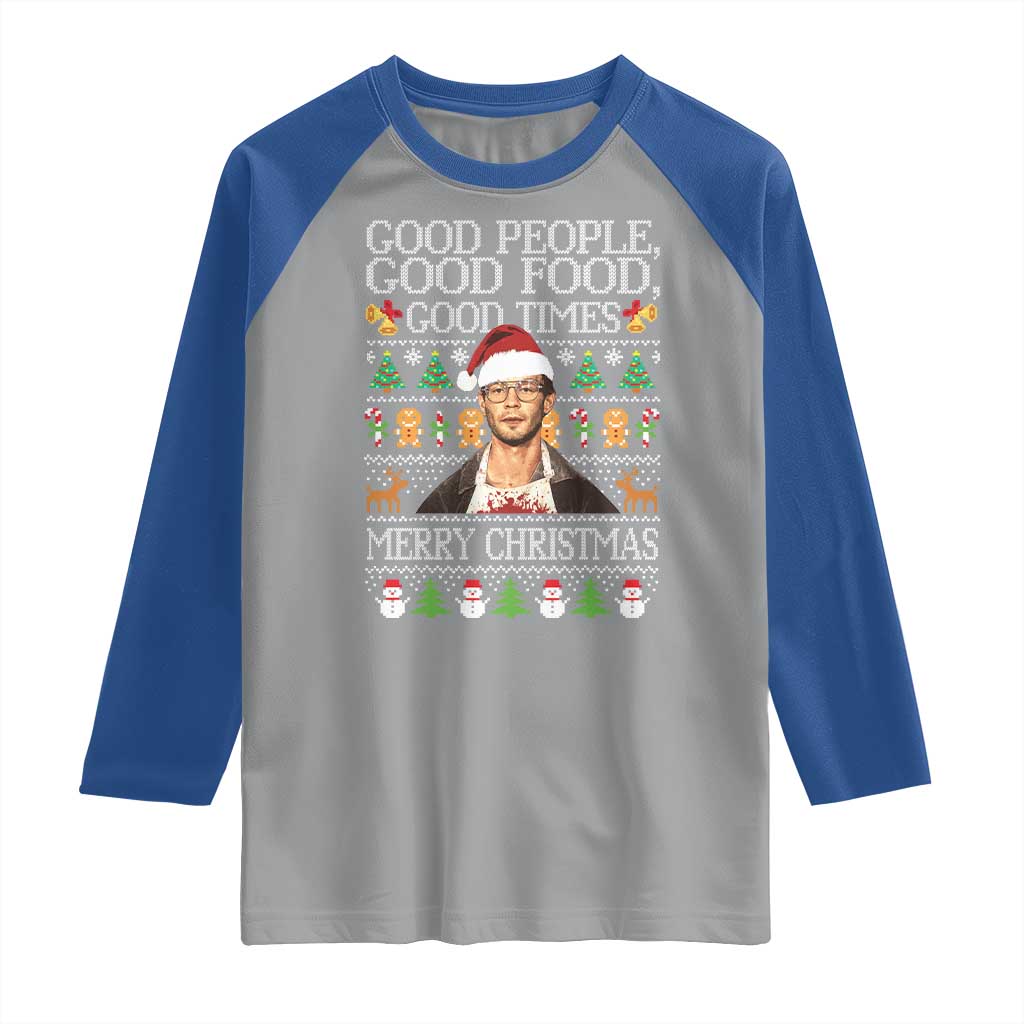 True Crime Ugly Christmas Raglan Shirt Funny Jeffrey Dahmer Good Food Sick Humor - Wonder Print Shop
