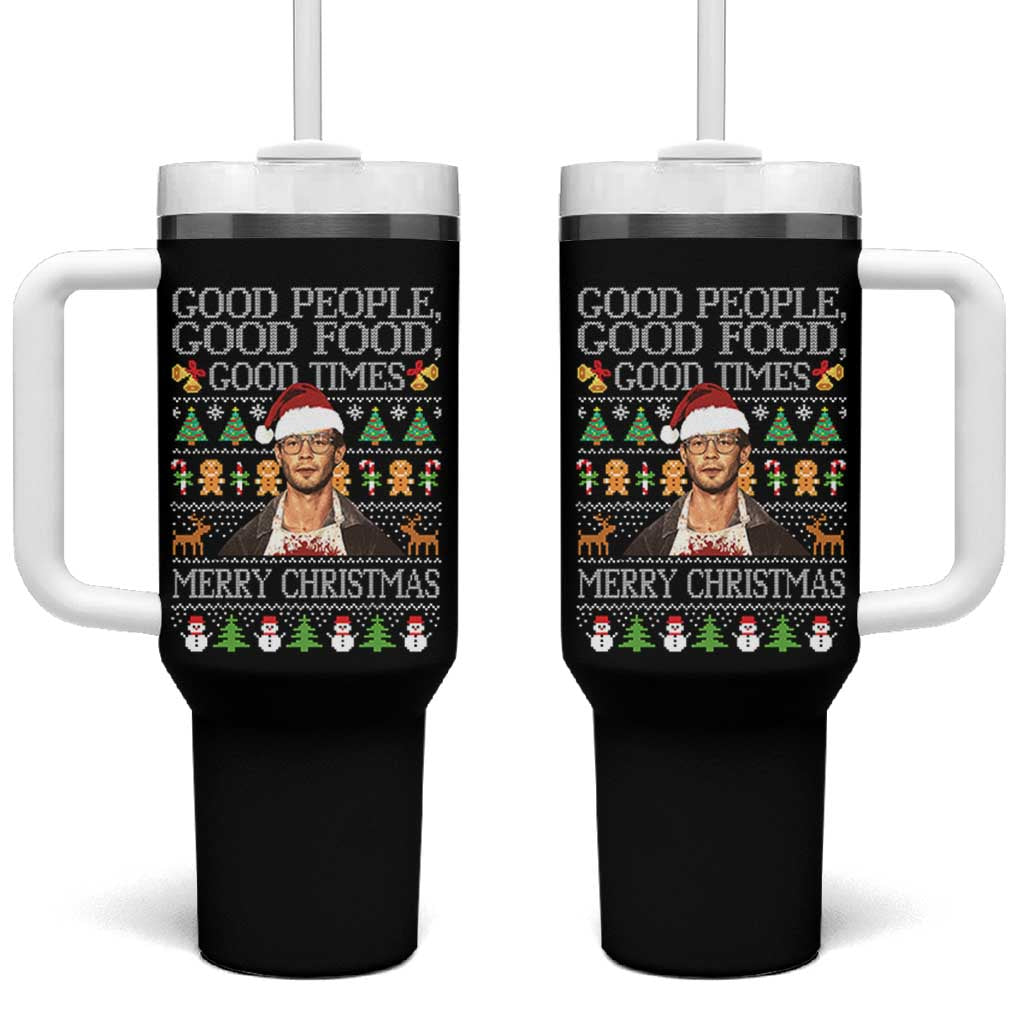 True Crime Ugly Christmas Tumbler With Handle Funny Jeffrey Dahmer Good Food Sick Humor - Wonder Print Shop