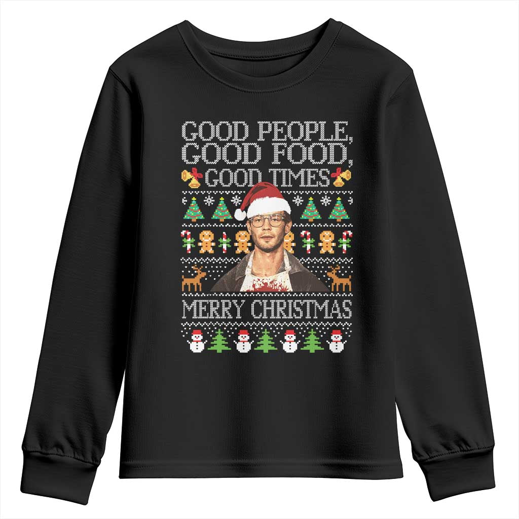 True Crime Ugly Christmas Youth Sweatshirt Funny Jeffrey Dahmer Good Food Sick Humor - Wonder Print Shop
