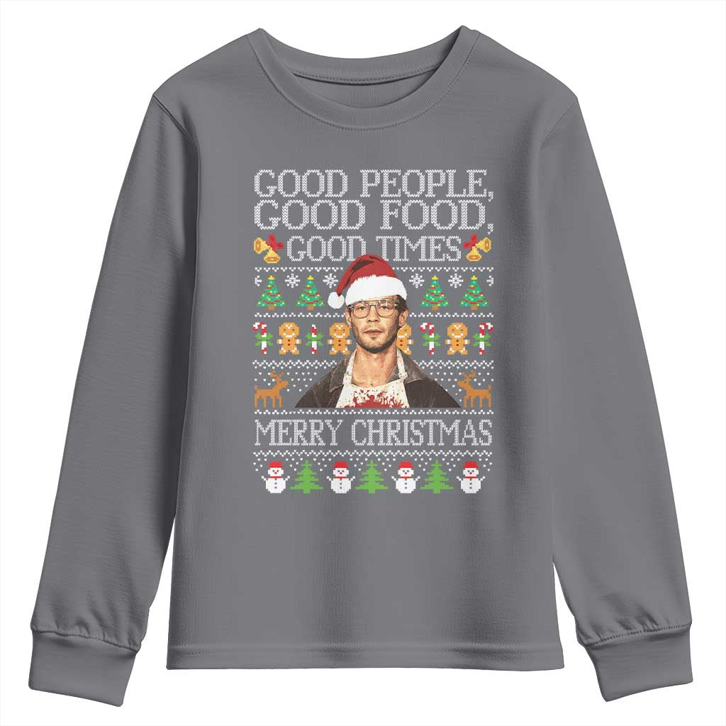 True Crime Ugly Christmas Youth Sweatshirt Funny Jeffrey Dahmer Good Food Sick Humor - Wonder Print Shop