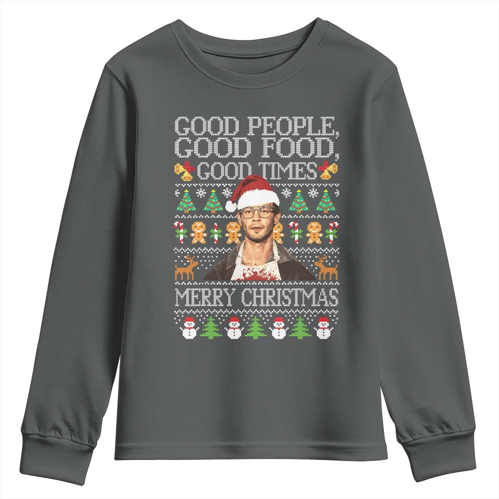 True Crime Ugly Christmas Youth Sweatshirt Funny Jeffrey Dahmer Good Food Sick Humor - Wonder Print Shop