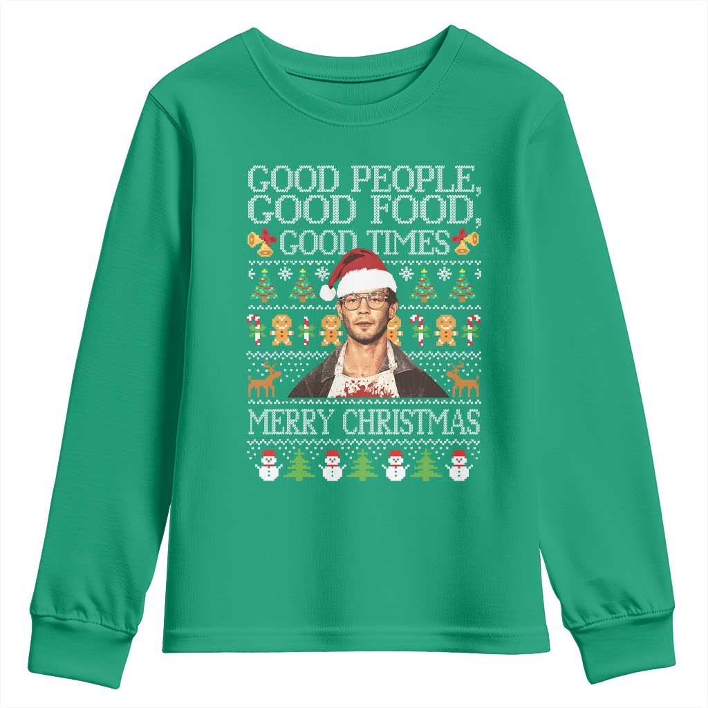 True Crime Ugly Christmas Youth Sweatshirt Funny Jeffrey Dahmer Good Food Sick Humor - Wonder Print Shop