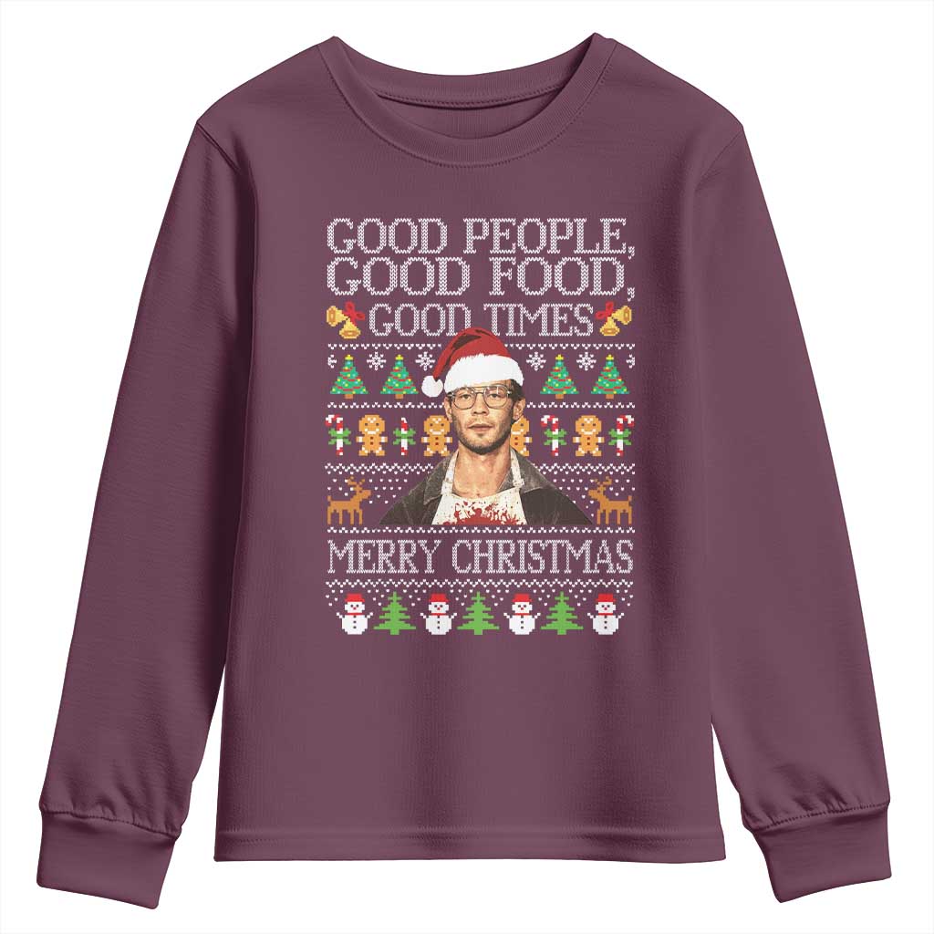 True Crime Ugly Christmas Youth Sweatshirt Funny Jeffrey Dahmer Good Food Sick Humor - Wonder Print Shop