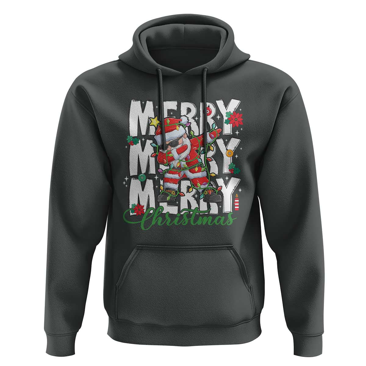 Merry Christmas Santa Hoodie Dabbing Santa Xmas Lights