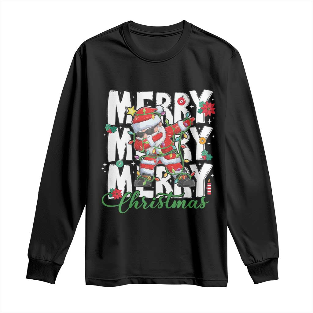 Merry Christmas Santa Long Sleeve Shirt Dabbing Santa Xmas Lights