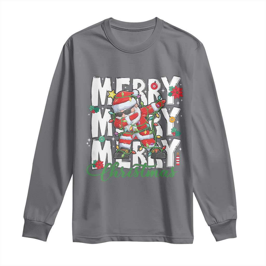 Merry Christmas Santa Long Sleeve Shirt Dabbing Santa Xmas Lights
