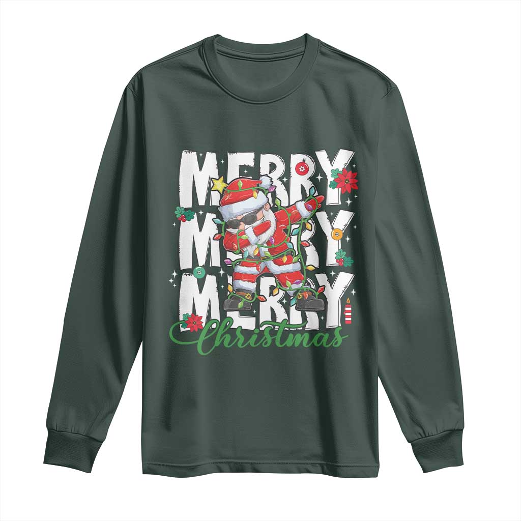 Merry Christmas Santa Long Sleeve Shirt Dabbing Santa Xmas Lights