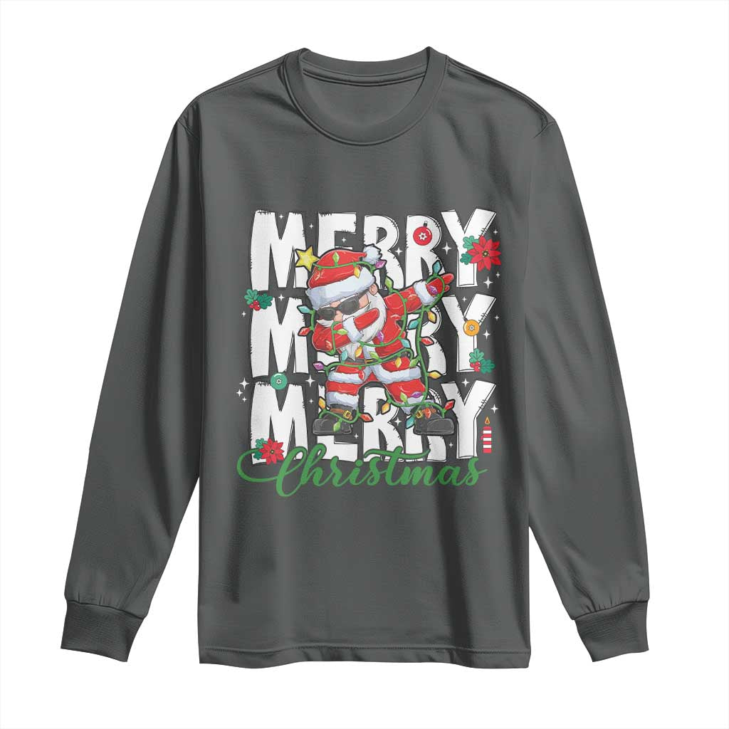 Merry Christmas Santa Long Sleeve Shirt Dabbing Santa Xmas Lights