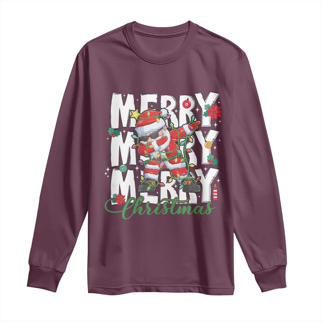 Merry Christmas Santa Long Sleeve Shirt Dabbing Santa Xmas Lights