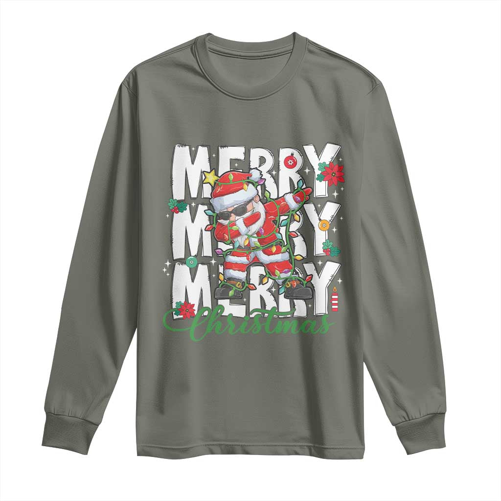 Merry Christmas Santa Long Sleeve Shirt Dabbing Santa Xmas Lights