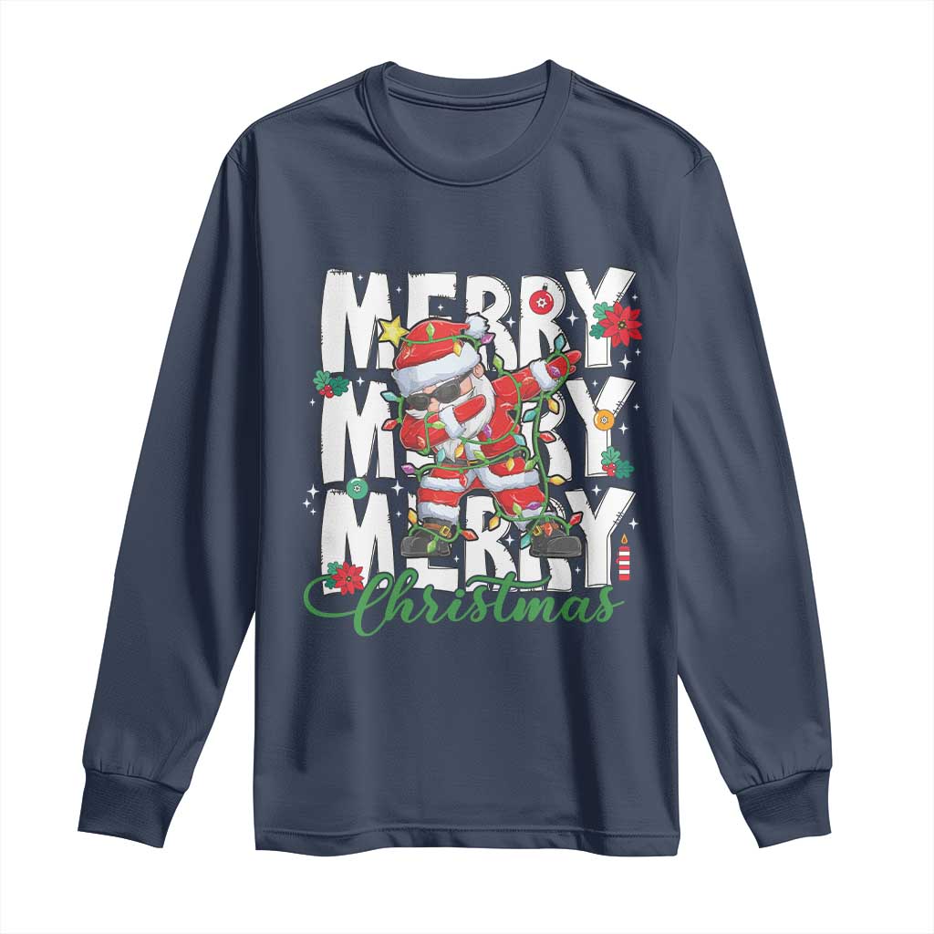 Merry Christmas Santa Long Sleeve Shirt Dabbing Santa Xmas Lights