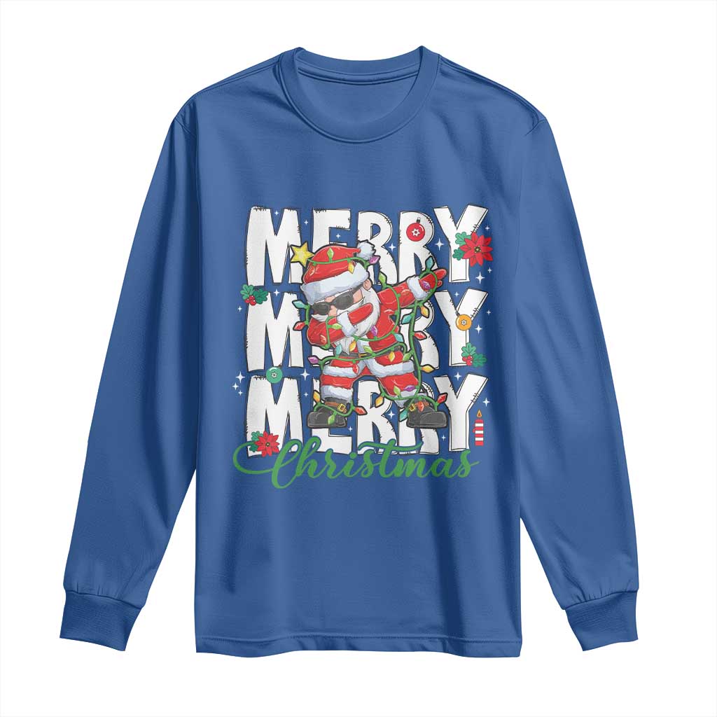 Merry Christmas Santa Long Sleeve Shirt Dabbing Santa Xmas Lights
