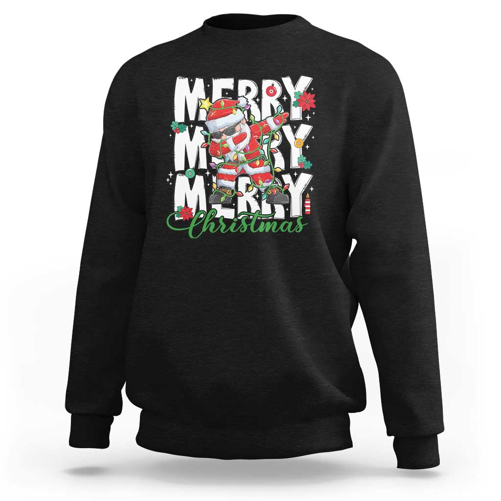 Merry Christmas Santa Sweatshirt Dabbing Santa Xmas Lights - Wonder Print Shop