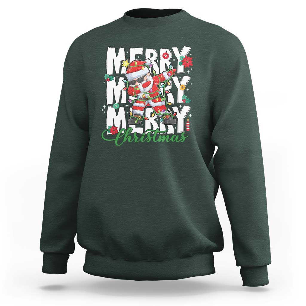 Merry Christmas Santa Sweatshirt Dabbing Santa Xmas Lights - Wonder Print Shop