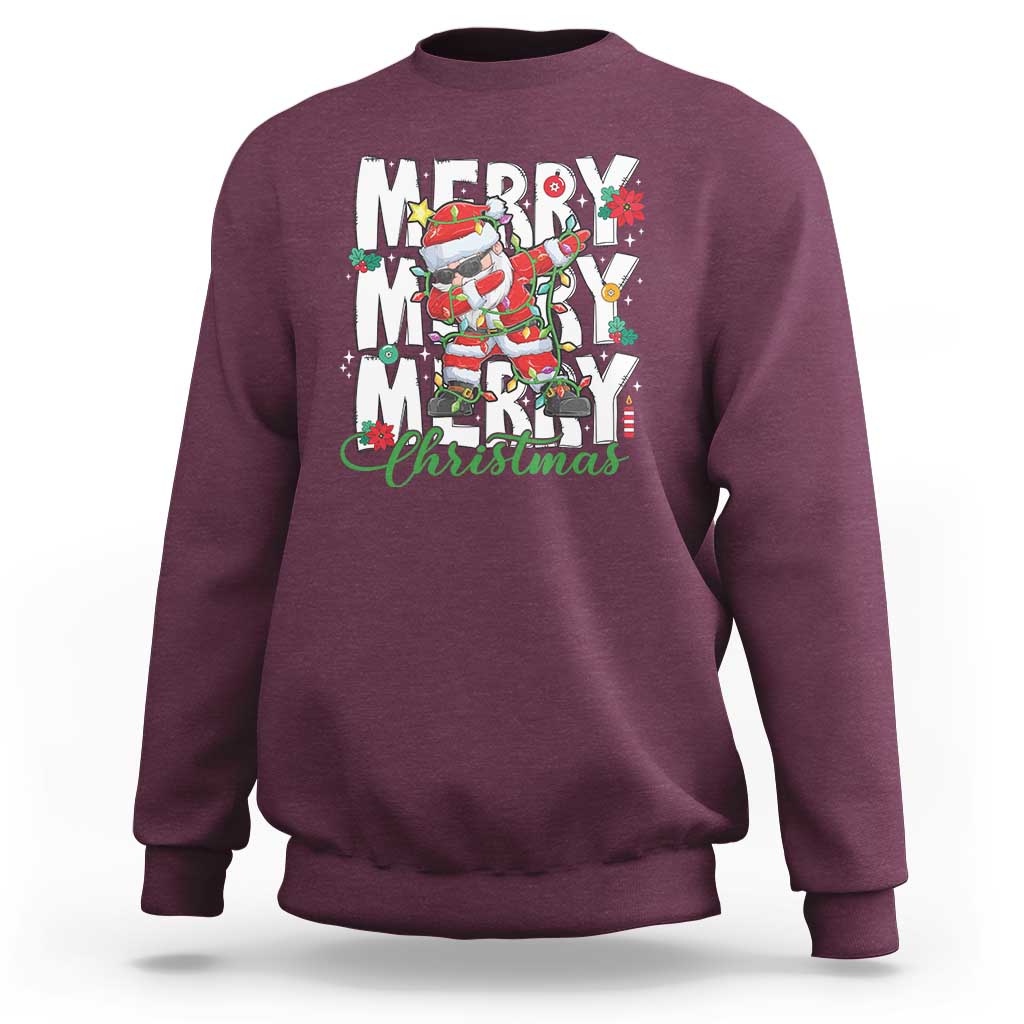 Merry Christmas Santa Sweatshirt Dabbing Santa Xmas Lights - Wonder Print Shop