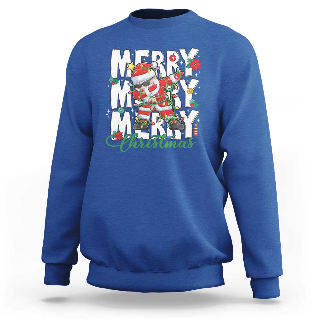 Merry Christmas Santa Sweatshirt Dabbing Santa Xmas Lights - Wonder Print Shop