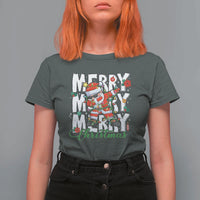 Merry Christmas Santa T Shirt For Women Dabbing Santa Xmas Lights - Wonder Print Shop