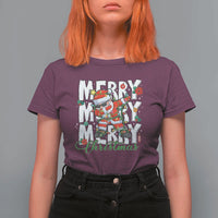 Merry Christmas Santa T Shirt For Women Dabbing Santa Xmas Lights - Wonder Print Shop