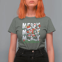Merry Christmas Santa T Shirt For Women Dabbing Santa Xmas Lights - Wonder Print Shop