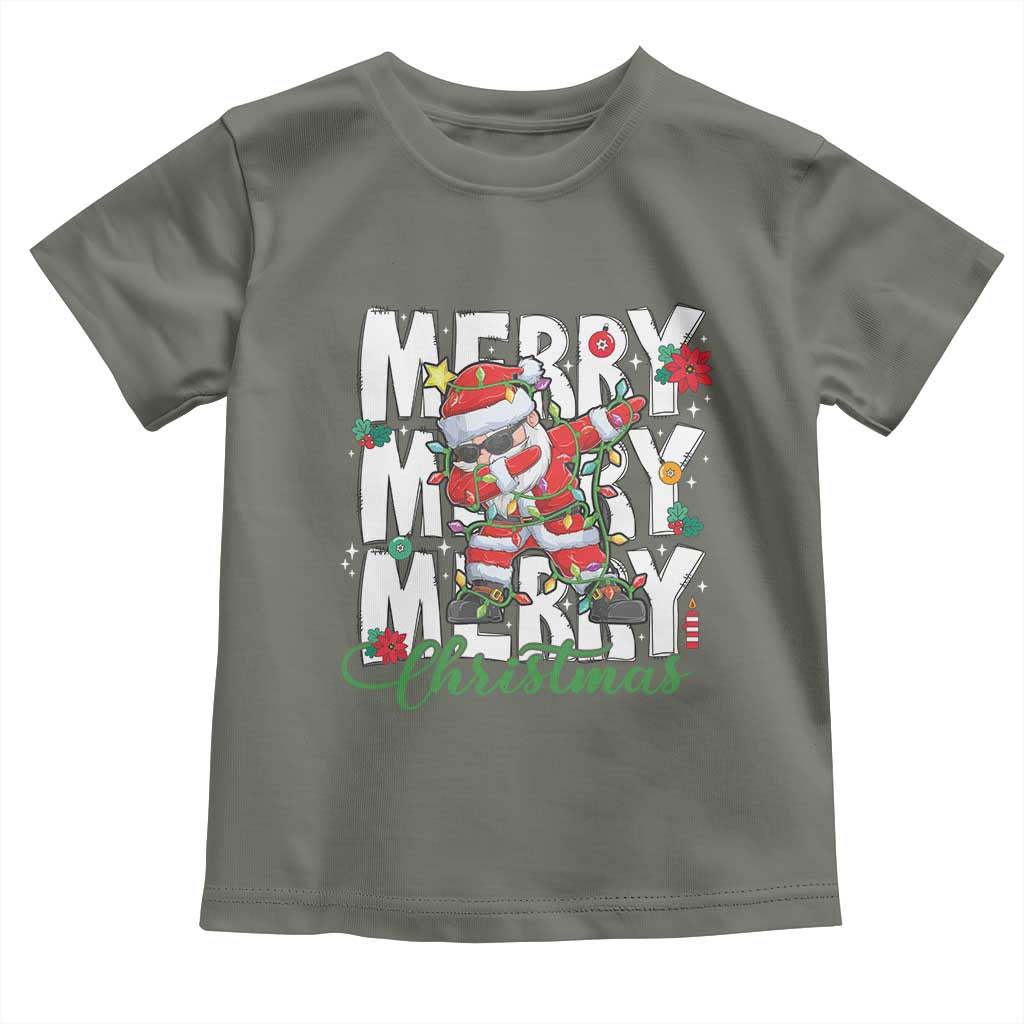 Merry Christmas Santa Toddler T Shirt Dabbing Santa Xmas Lights