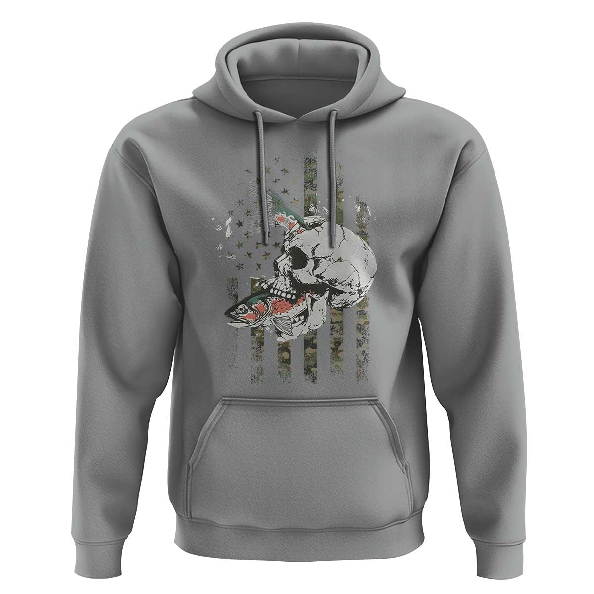 Halloween Fishing Skeleton Skull Hoodie American Flag Camo Fish Skull Fisherman Gifts