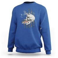 Halloween Fishing Skeleton Skull Sweatshirt American Flag Camo Fish Skull Fisherman Gifts - Wonder Print Shop