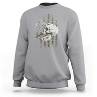 Halloween Fishing Skeleton Skull Sweatshirt American Flag Camo Fish Skull Fisherman Gifts - Wonder Print Shop