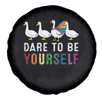 Rainbow Goose Dare to Be Yourself LGBTQ Pride Spare Tire Cover - Wonder Print Shop