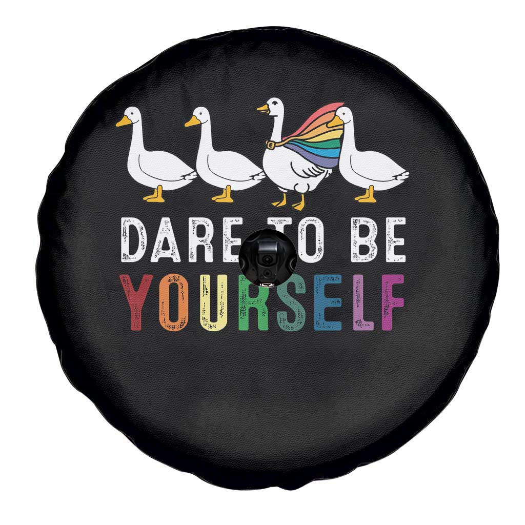 Rainbow Goose Dare to Be Yourself LGBTQ Pride Spare Tire Cover - Wonder Print Shop