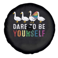 Rainbow Goose Dare to Be Yourself LGBTQ Pride Spare Tire Cover - Wonder Print Shop