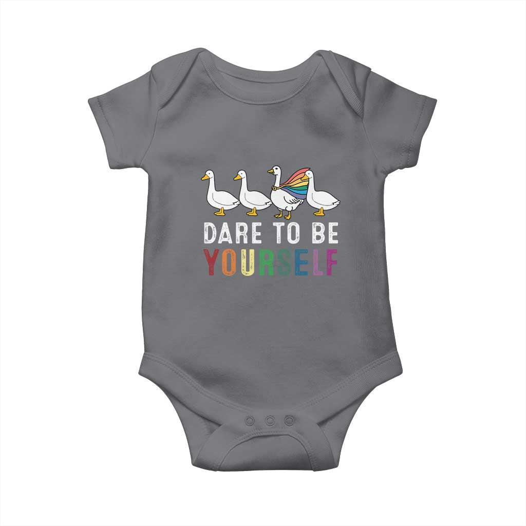 Rainbow Goose Dare to Be Yourself LGBTQ Pride Baby Onesie - Wonder Print Shop
