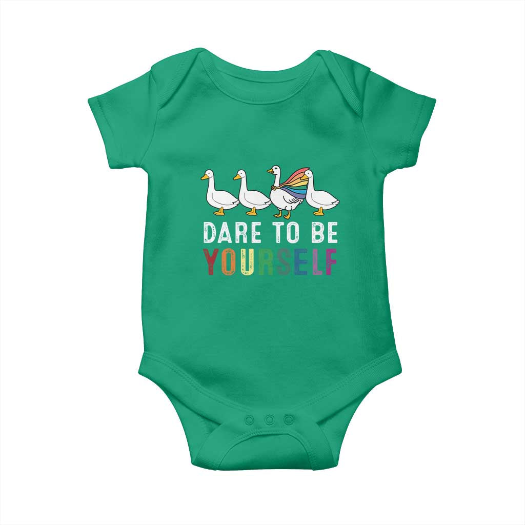 Rainbow Goose Dare to Be Yourself LGBTQ Pride Baby Onesie - Wonder Print Shop