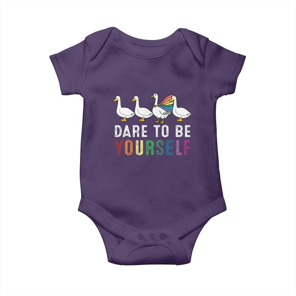 Rainbow Goose Dare to Be Yourself LGBTQ Pride Baby Onesie - Wonder Print Shop