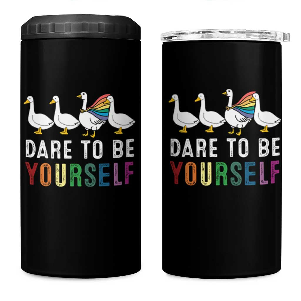 Rainbow Goose Dare to Be Yourself LGBTQ Pride 4 in 1 Can Cooler Tumbler - Wonder Print Shop