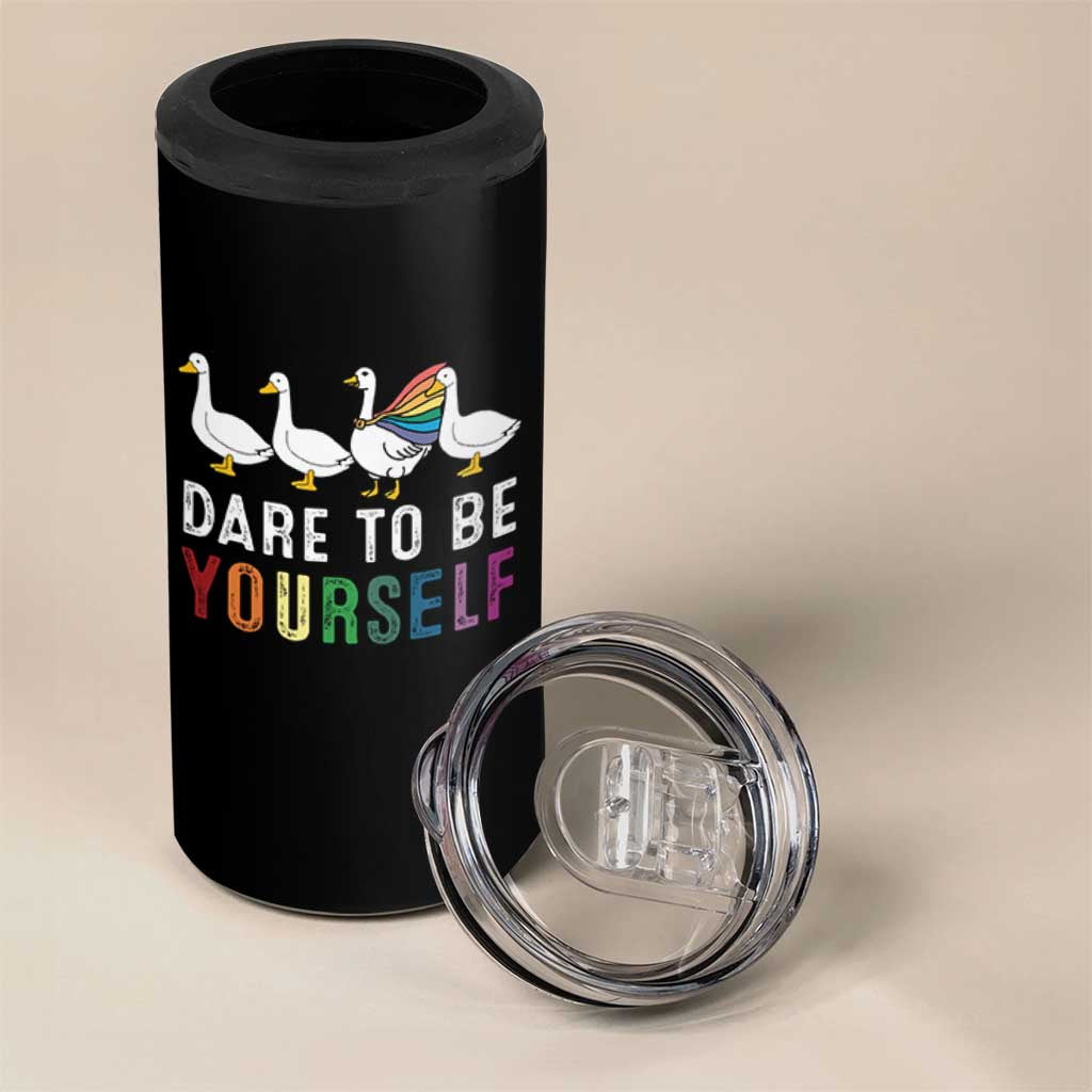 Rainbow Goose Dare to Be Yourself LGBTQ Pride 4 in 1 Can Cooler Tumbler - Wonder Print Shop