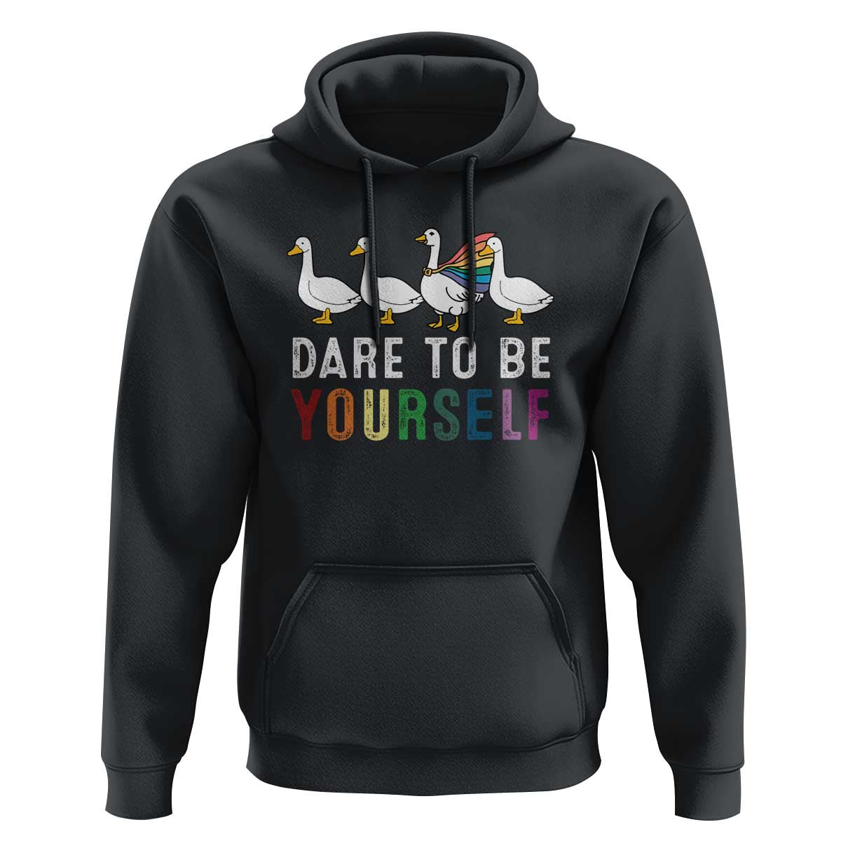 Rainbow Goose Dare to Be Yourself LGBTQ Pride Hoodie - Wonder Print Shop