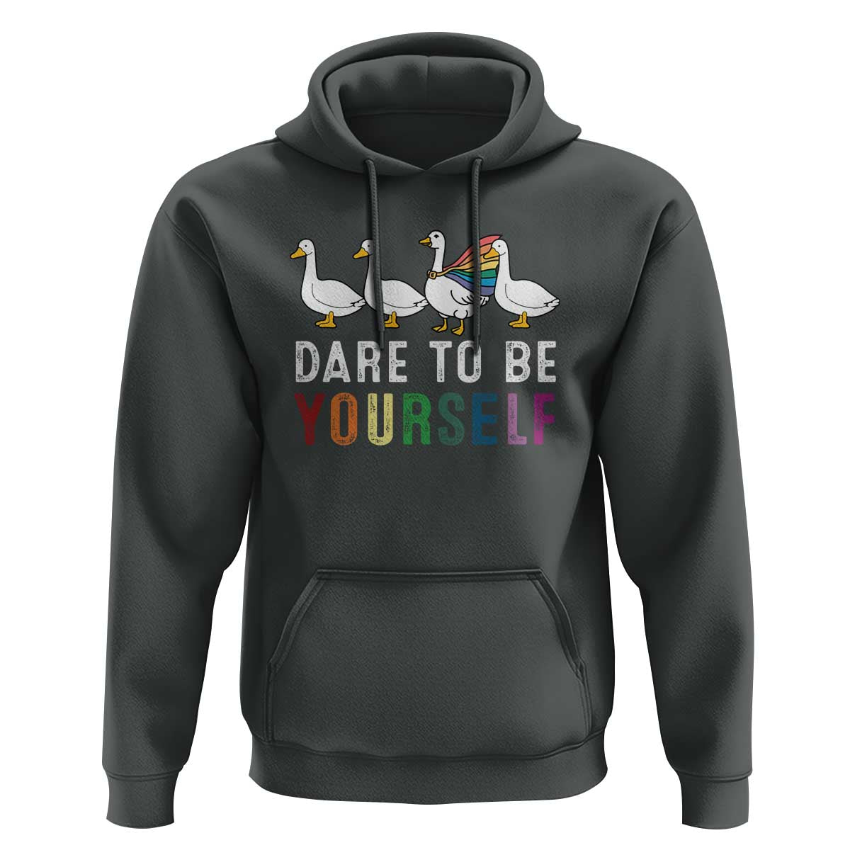 Rainbow Goose Dare to Be Yourself LGBTQ Pride Hoodie - Wonder Print Shop