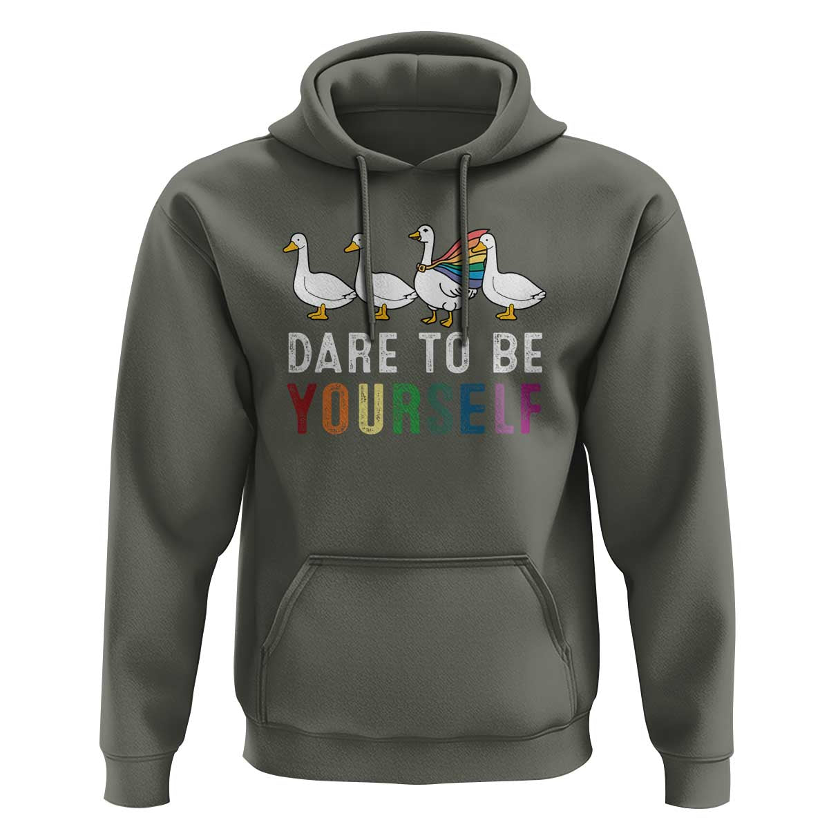 Rainbow Goose Dare to Be Yourself LGBTQ Pride Hoodie - Wonder Print Shop